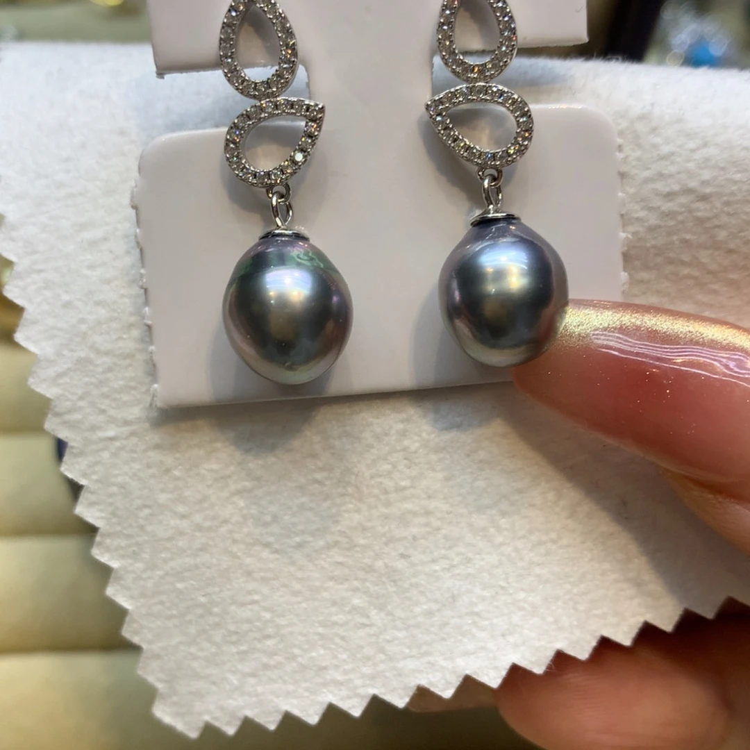 银S925镶嵌耳饰海水珍珠