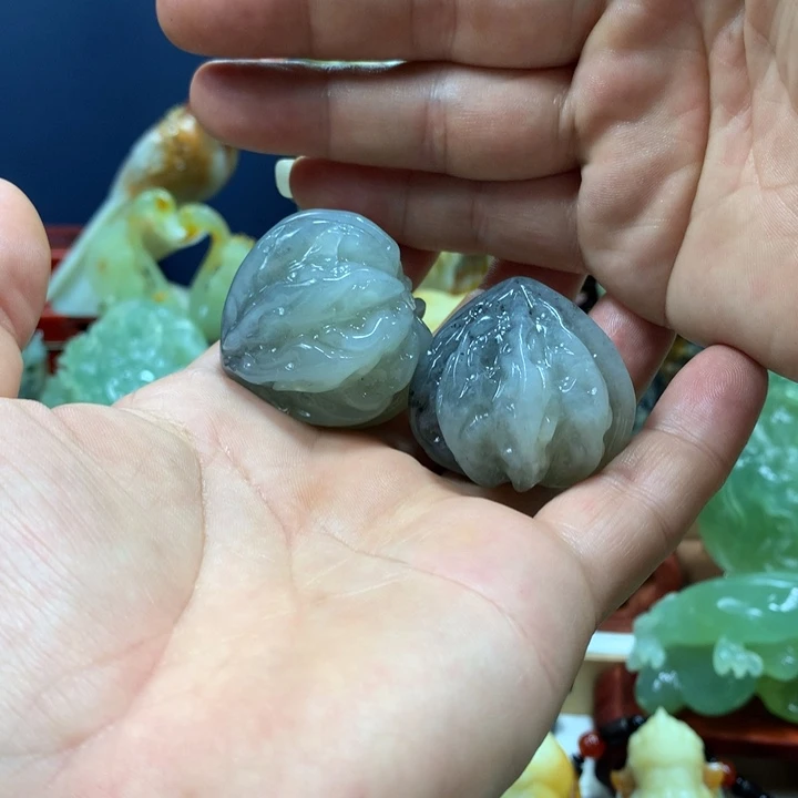 陌***青蛇纹石玉未镶嵌手把