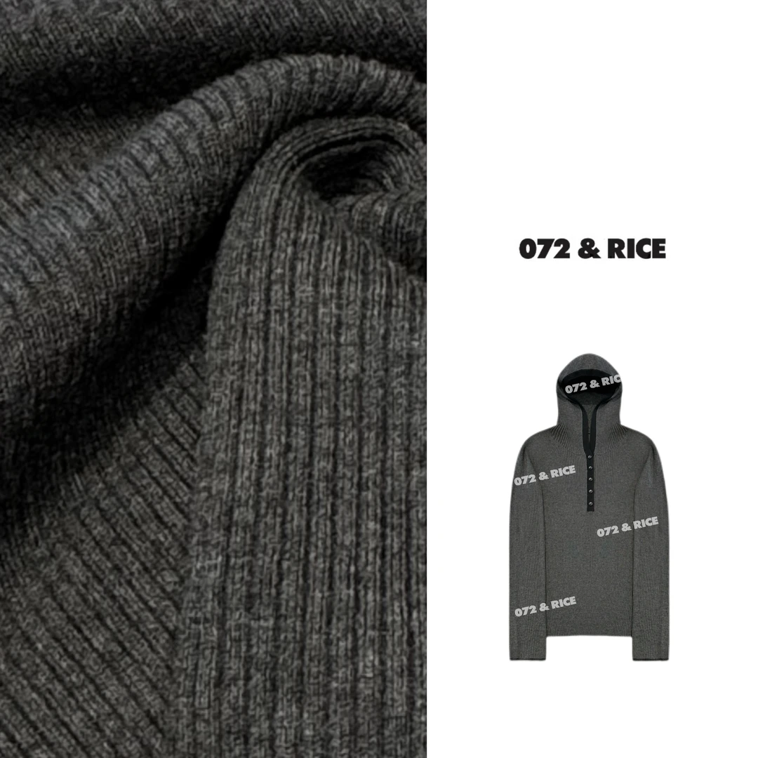 072 & RICE【松茶】绵羊毛 秋季休闲连帽长袖针织衫 35339