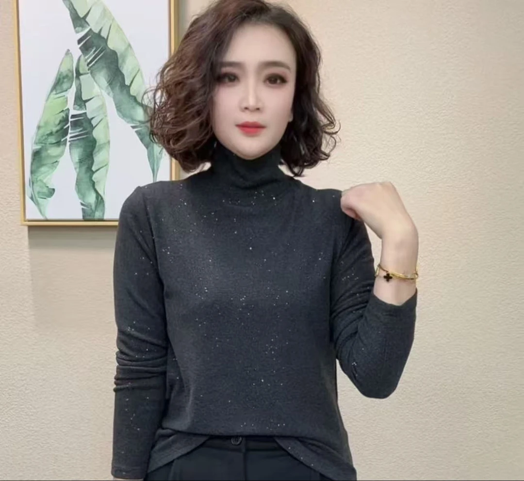 2025冬季新款时尚洋气百搭减龄显瘦女长袖气质上衣T恤#6725