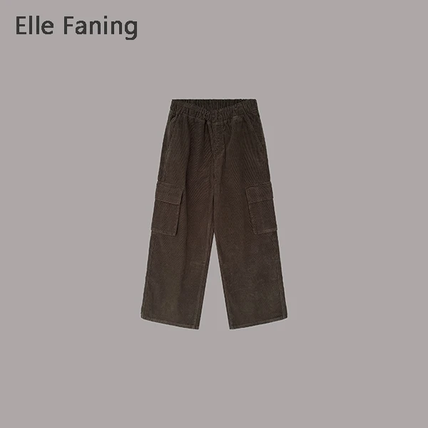 芒果优选-条绒逸风 秋冬加厚条绒侧口袋松紧腰休闲直筒裤