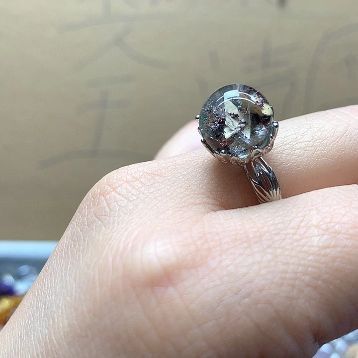 水晶水晶戒指银S925镶嵌小*米