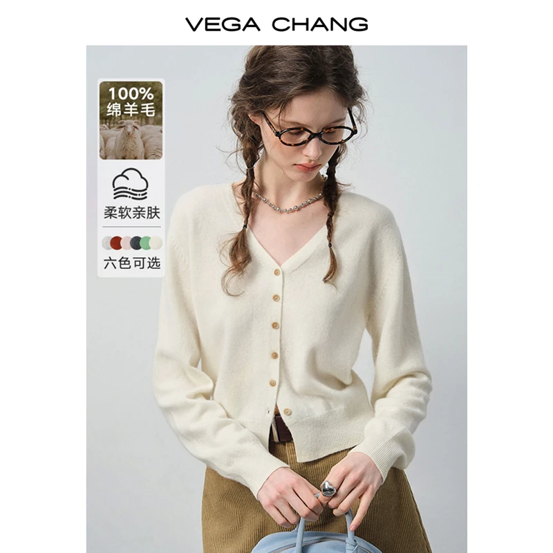 VEGA CHANG【云糯衫】美利奴100%纯羊毛针织衫开衫裸感毛衣0191TS