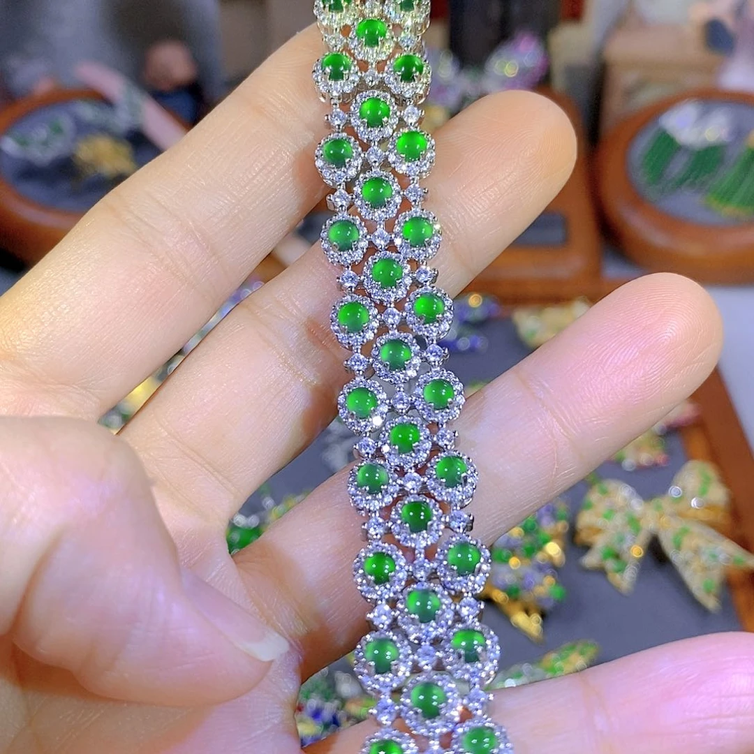 颈饰银S925镶嵌翡翠