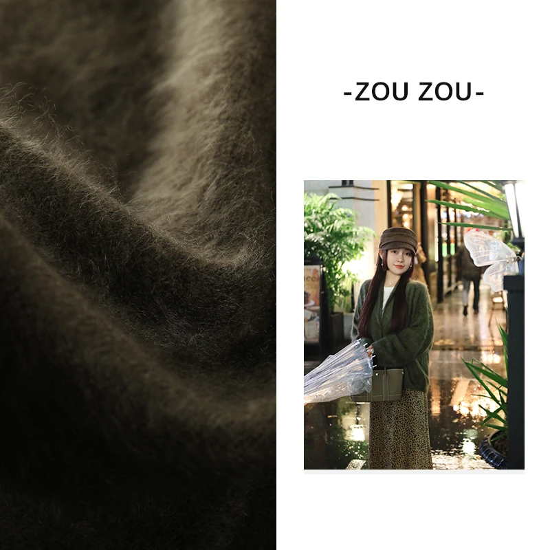 邹邹小个子新品 高品质羊绒拉绒开衫女秋冬亲肤保暖针织毛衣外套