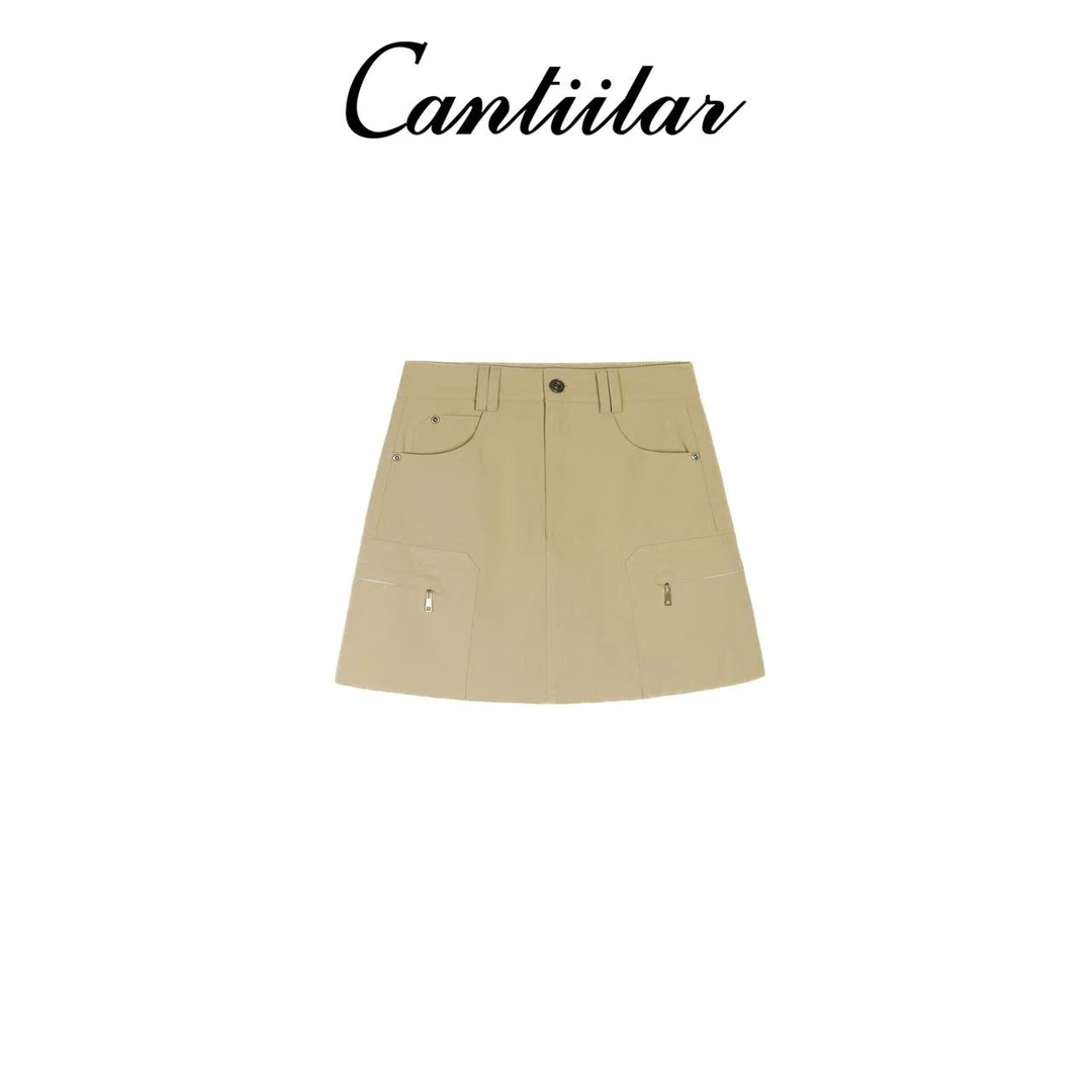 CANTIILAR “工装短裙”高腰显瘦工装半身短裙  29518