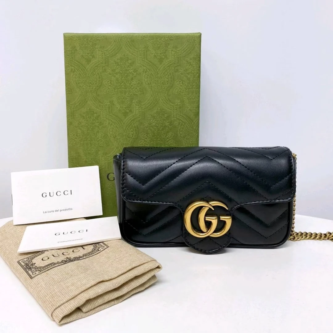 99新 GUCCI/古驰 Gucci黑金马蒙迷你 25090037-09