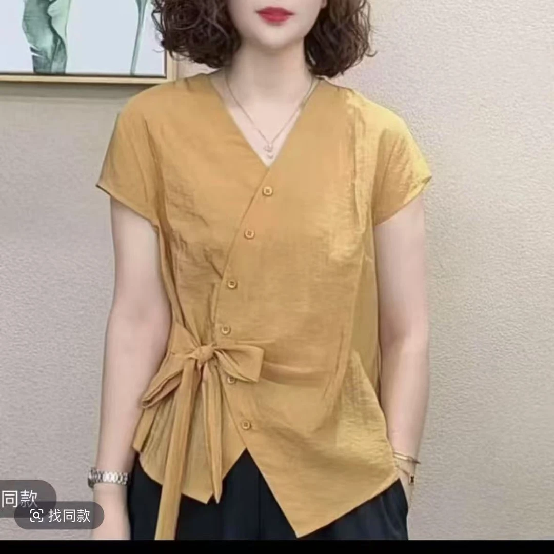 《806》夏季新款时尚洋气百搭减龄显瘦女短袖气质T恤上衣