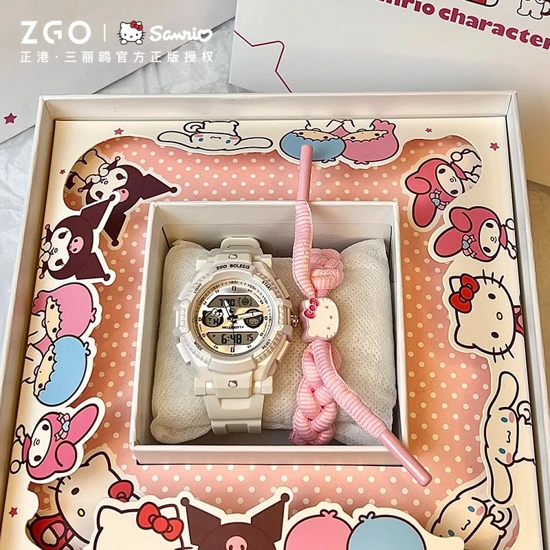 正港三丽鸥联名款夜光高颜值学生手表时尚女新款防水正品电子表女