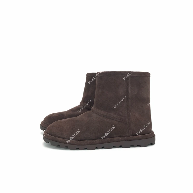 MARCUSHO秋冬时髦（平底3cm）短筒羊皮毛一体雪地靴X1081