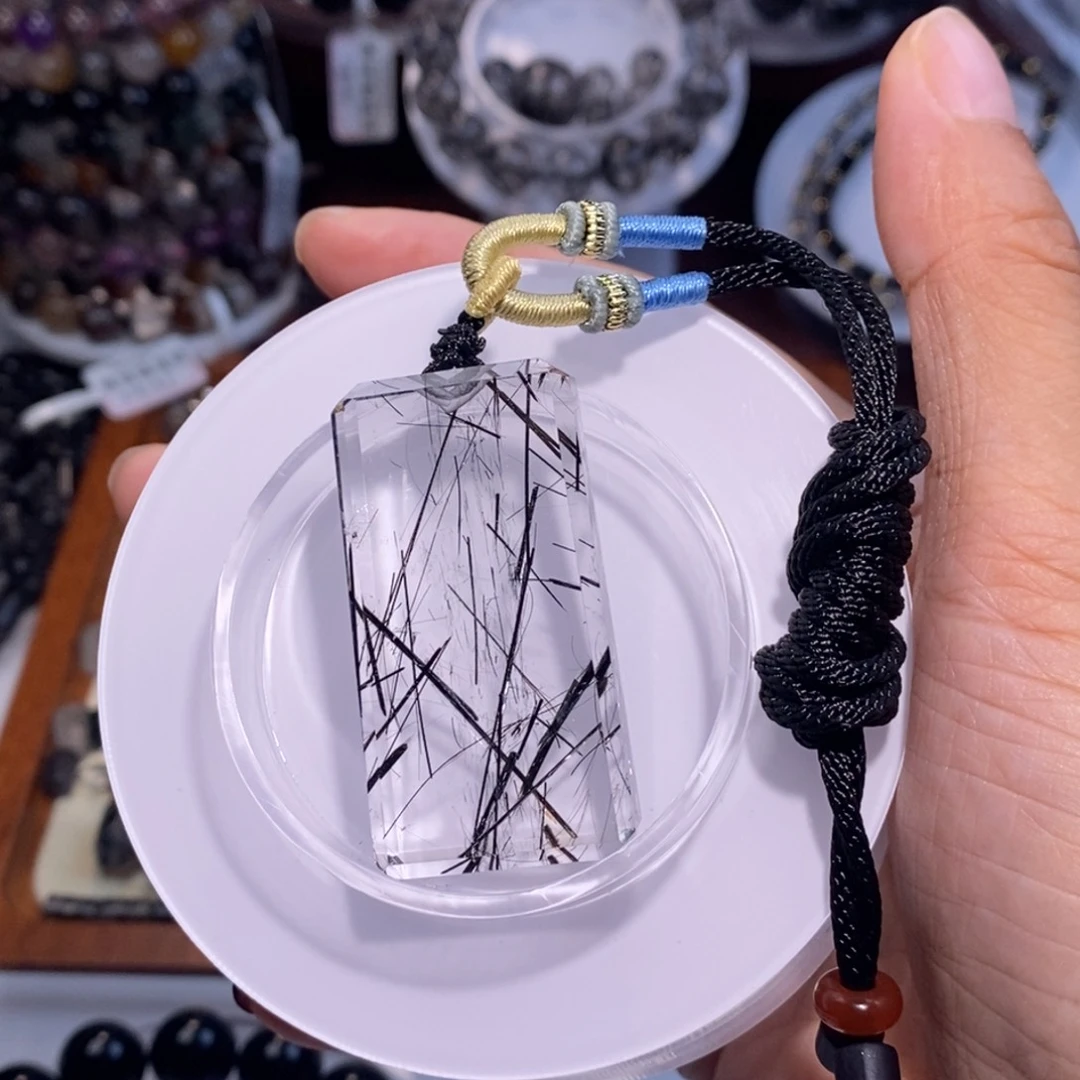 欧***柜水晶手链未镶嵌无事牌黑发晶全透体