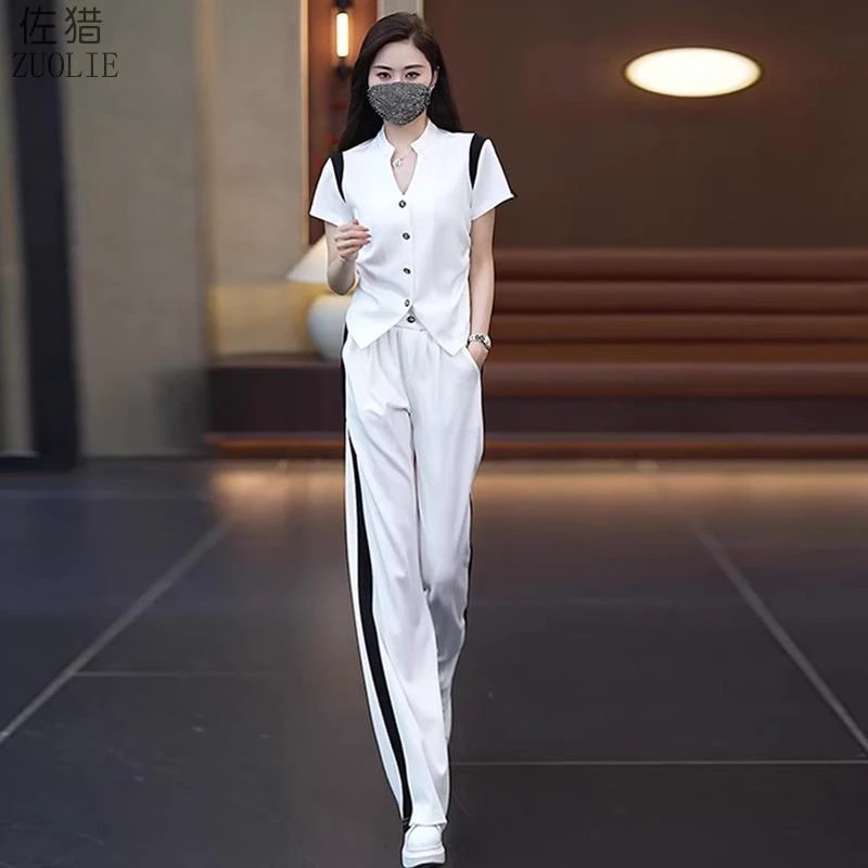 欧货时尚休闲运动套装女夏季新款流行炸街韩版显瘦短袖白色两件套