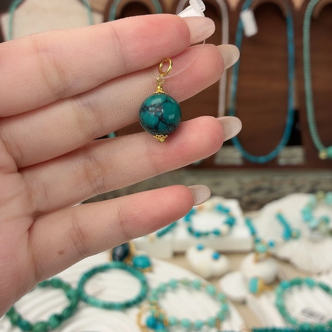 绿松石18K金镶嵌吊坠(不含链)