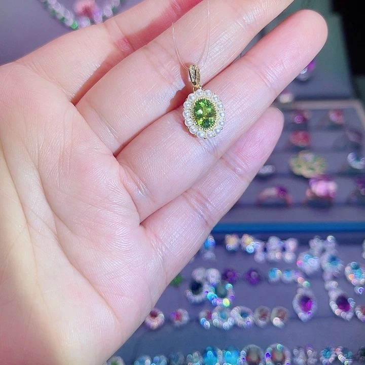 银S925镶嵌吊坠(赠链)橄榄石