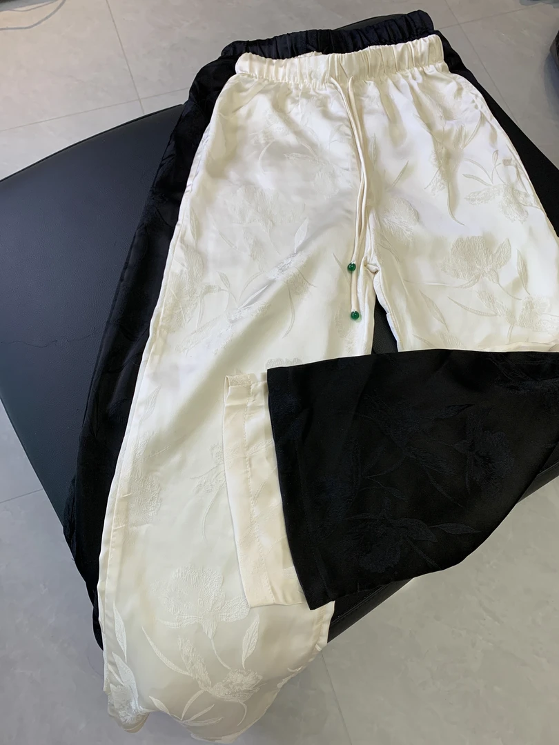 九月   百合花裤子   新款气质显瘦修身百搭休闲直筒裤长100