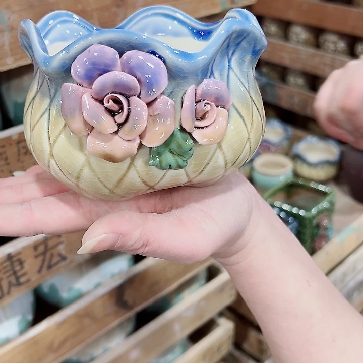 有孔，凑单福利满10元发货陶瓷多肉花盆！