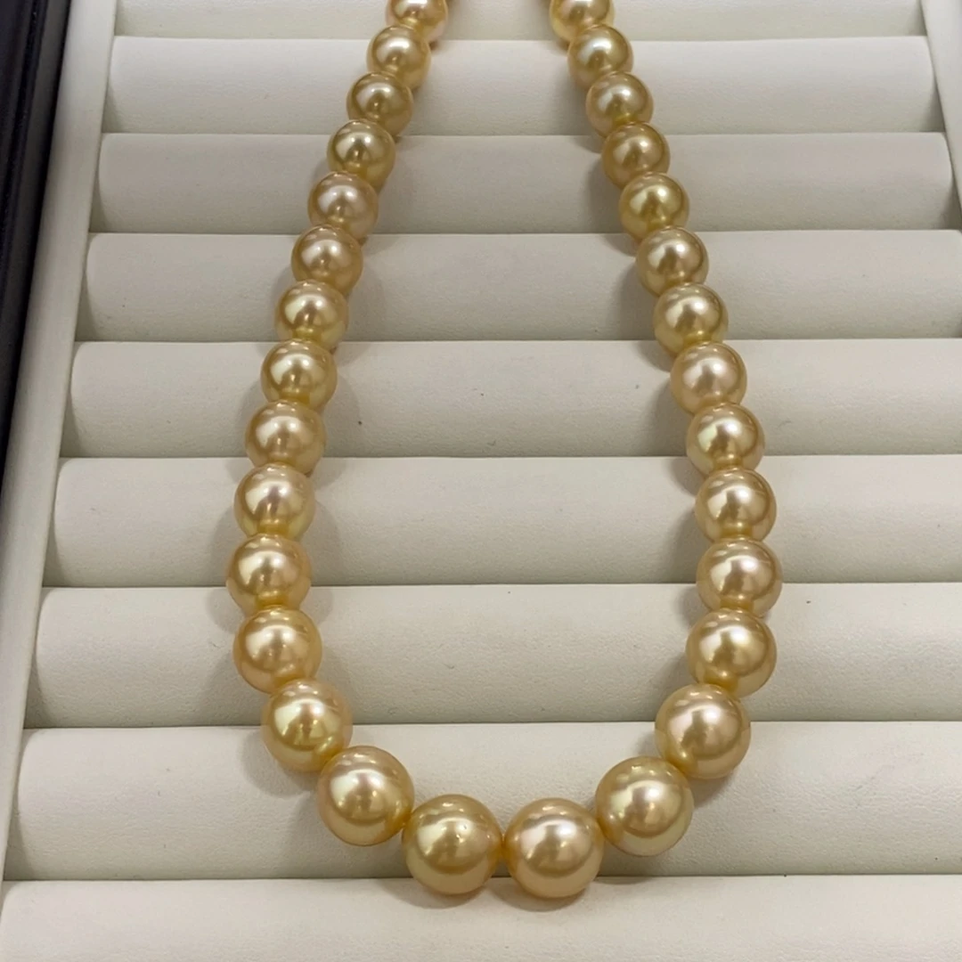 未镶嵌颈饰海水珍珠金珠项链9-12m m