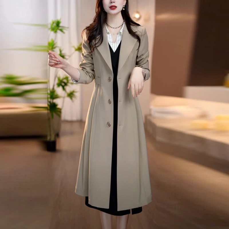 2025秋季新款时尚气质高级感风衣外套百搭宽松显瘦通勤中长款外套