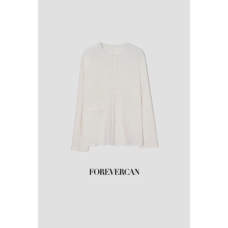 FOREVERCAN“白玉簪”新中式国风手工串珠盘扣衬衫 ST21109