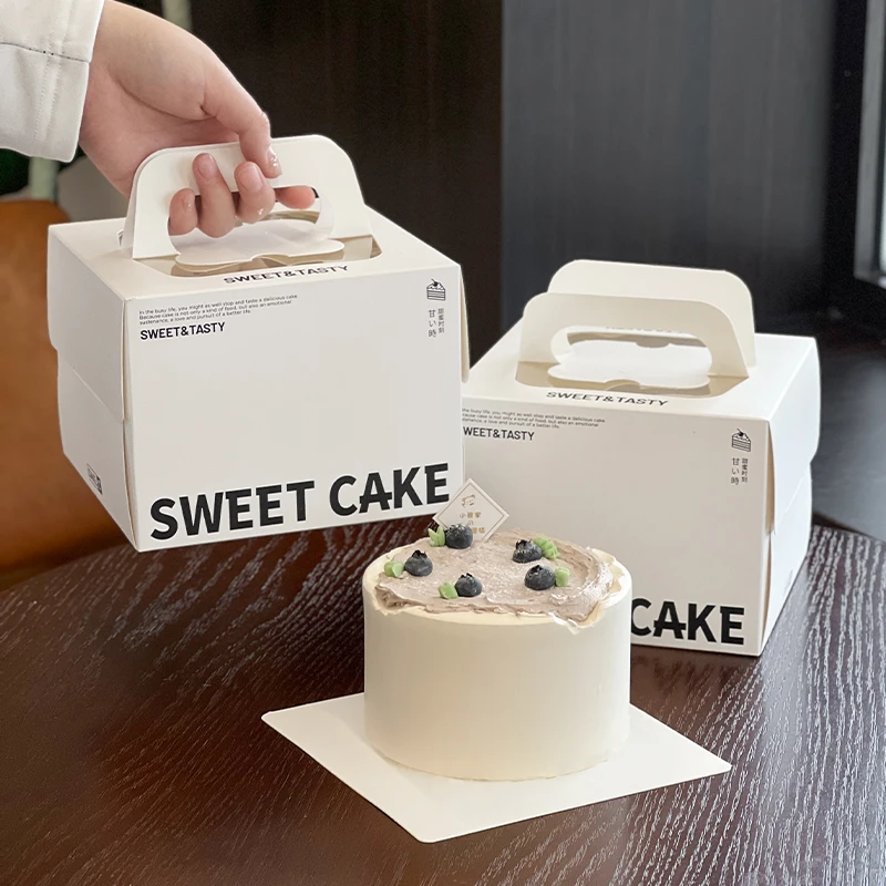 【sweet】3/4寸蛋糕盒手提甜品打包盒方形巴斯克慕斯烘焙包装盒