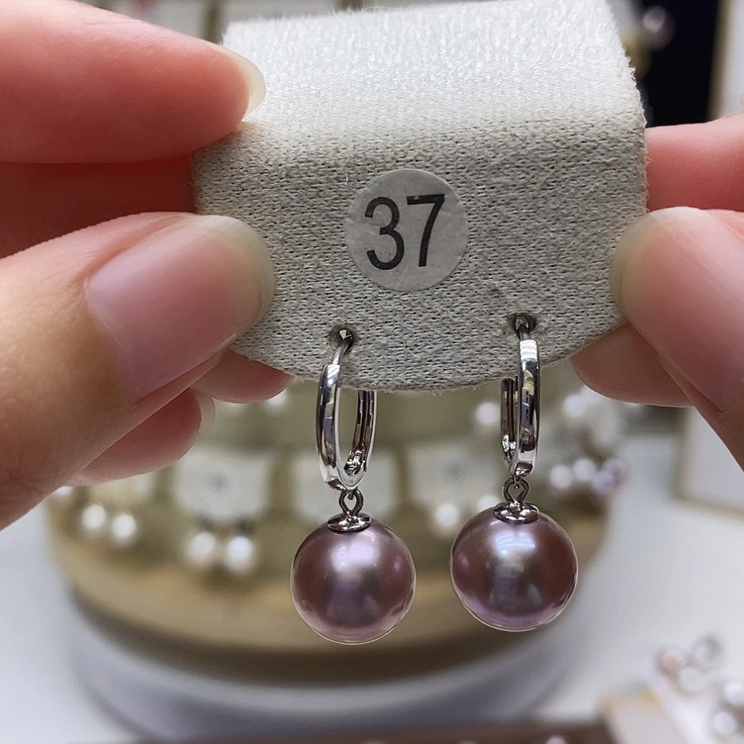 银S925镶嵌淡水珍珠耳饰