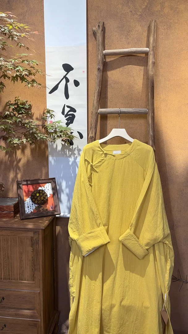 朴时如故《鸣禅山下》夏季手工盘扣袍子