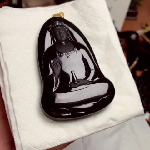 翡翠未镶嵌颈饰皮*皮天然缅甸a货钢琴黑挂件