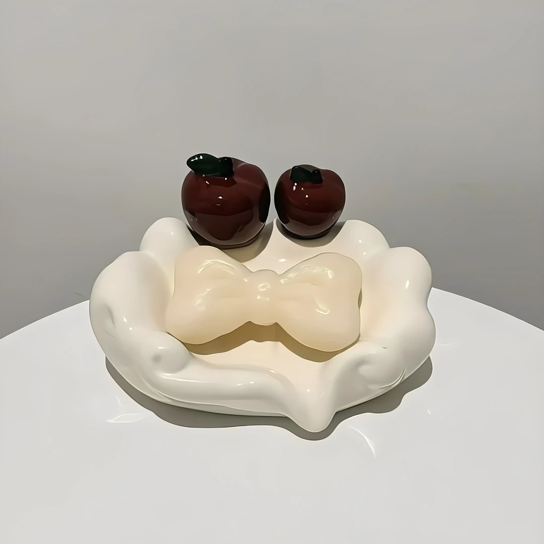 蛇果肥皂碟家用陶瓷可排水香皂盒洗手间台面式肥皂置物架子托盘