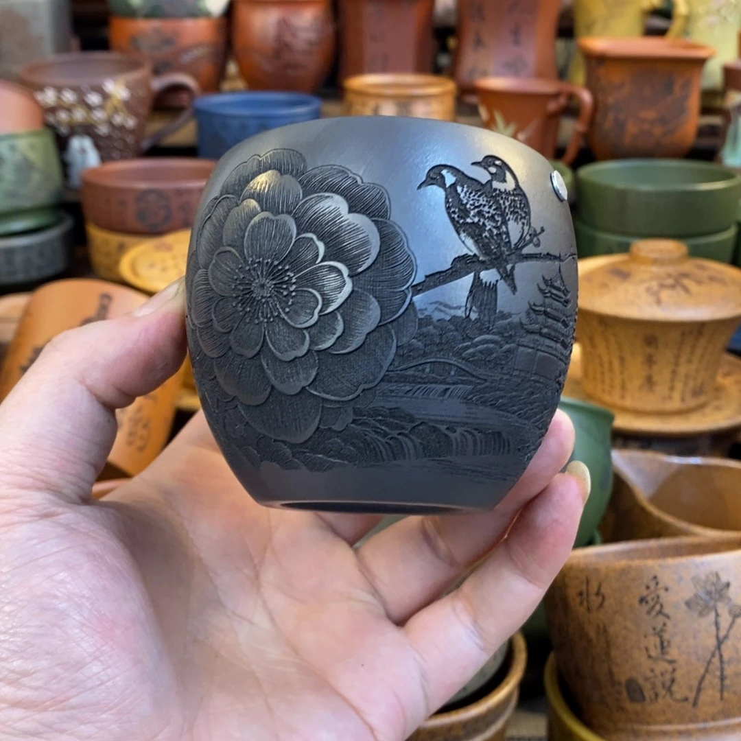 紫砂杯子宜兴全手工紫砂杯