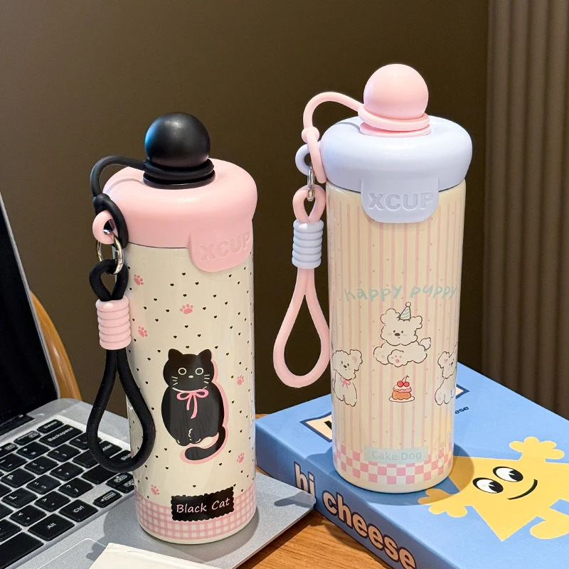 可爱卡通吸管保温杯大容量水杯2025新款女生高颜值杯子生日礼物