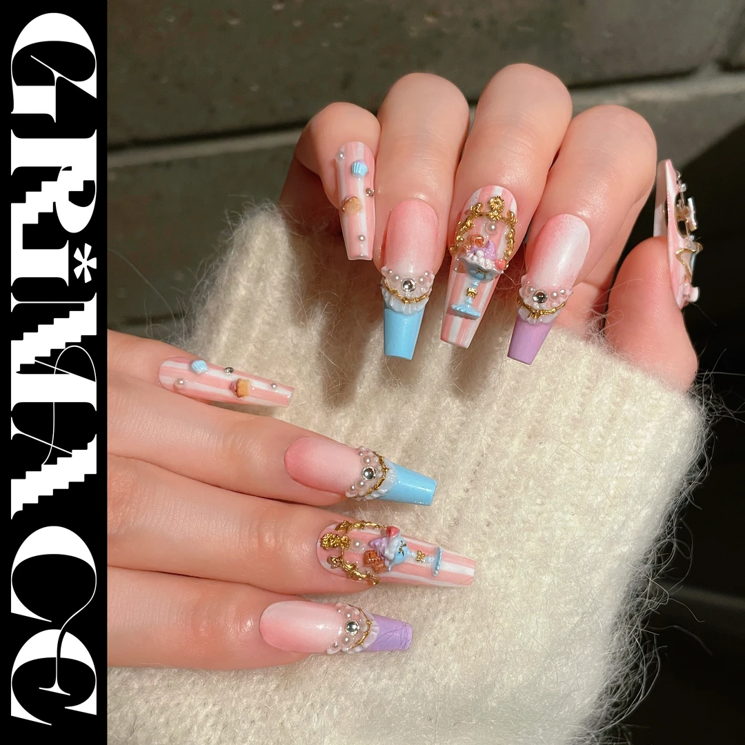 【旋转木马】怪相录马年限定纯手工穿戴甲轻奢重工设计粉蓝紫少女心