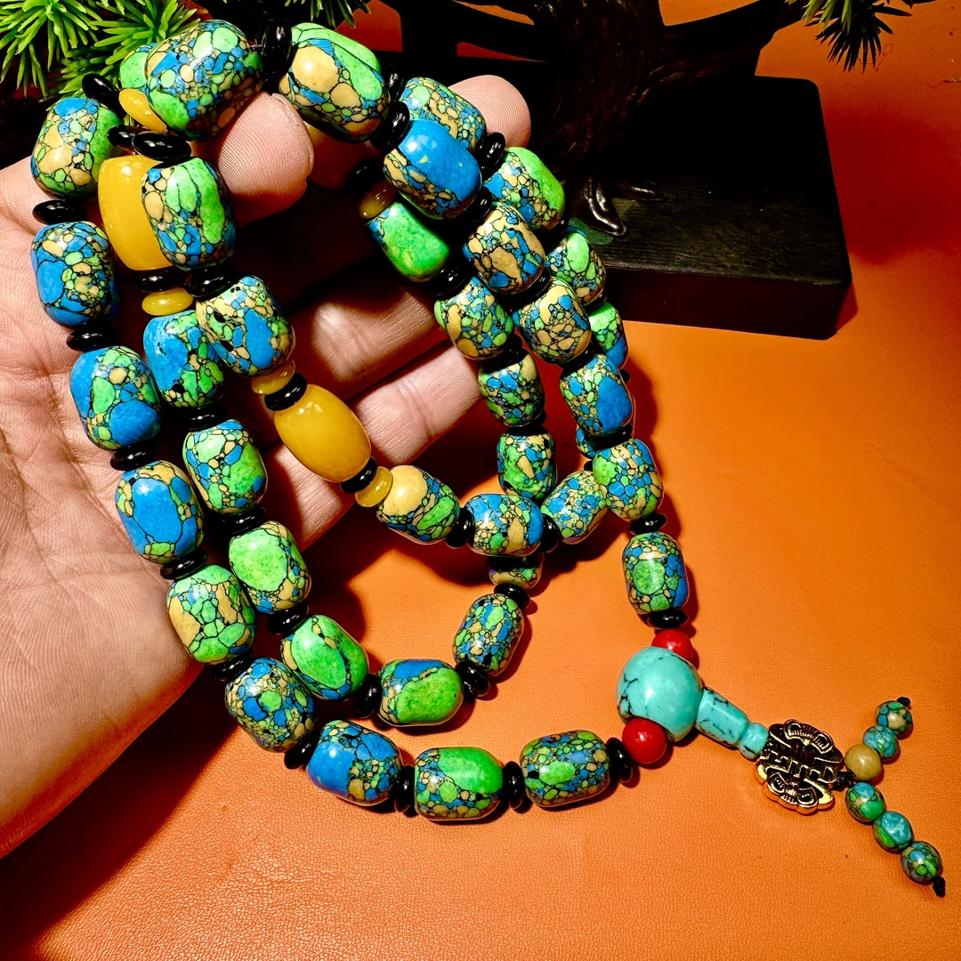 七彩玄珠——多彩多圈随形复古时尚项链毛衣链卡15-12mm-E070