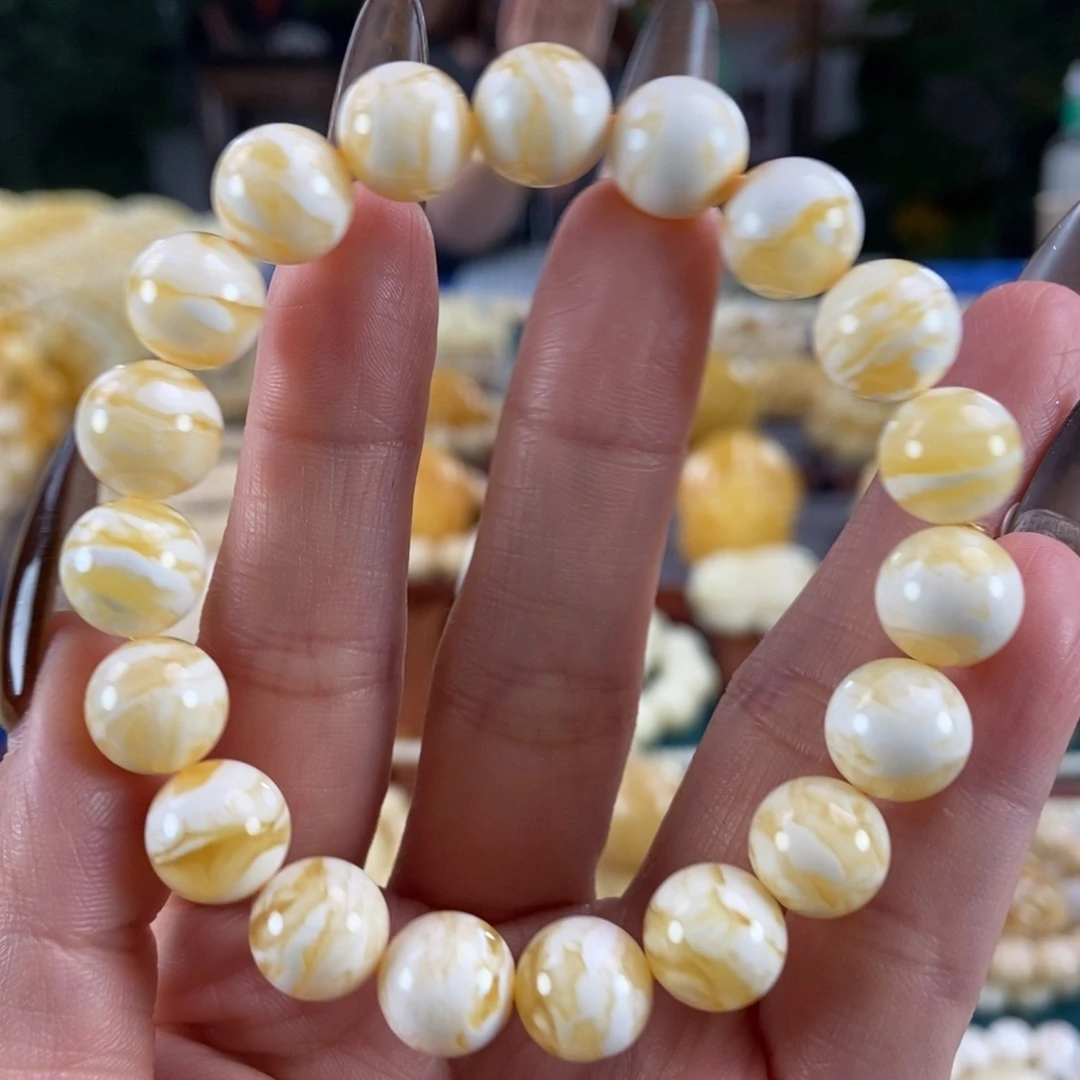琥珀未镶嵌珠宝奇石10圆珠12.4
