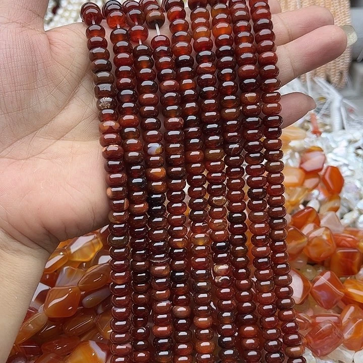 玛瑙/玉髓未镶嵌珠宝半成品一条8mm玛瑙算盘珠