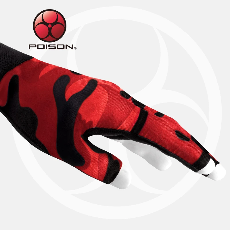 POISON毒药台球手套左三指男士专业桌球高档透气漏指防滑薄款