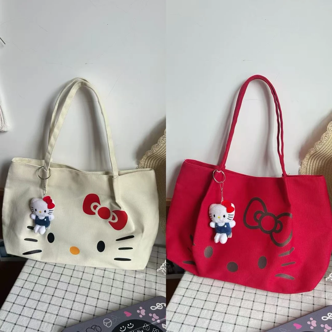 大容量新款帆布包HelloKitty托特可爱学生斜挎ins单肩手提通勤DY