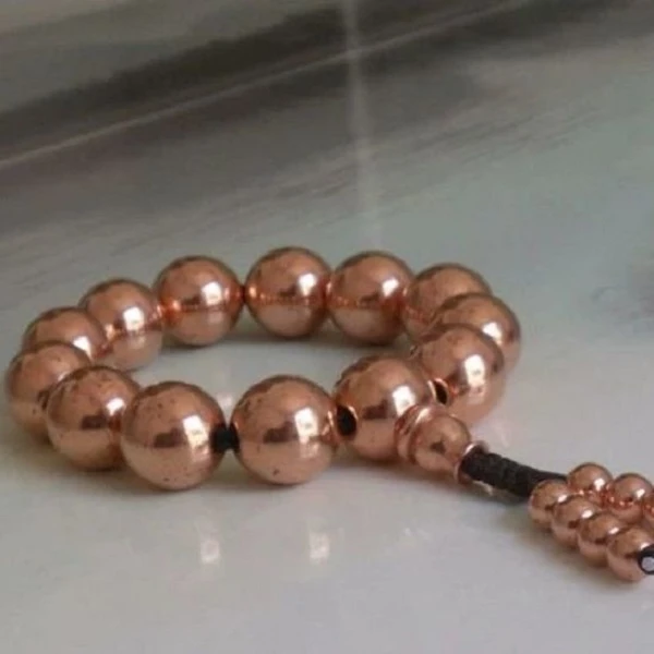 铜合金手链 紫铜手链,超大号佛珠手串念珠串珠实心转运珠