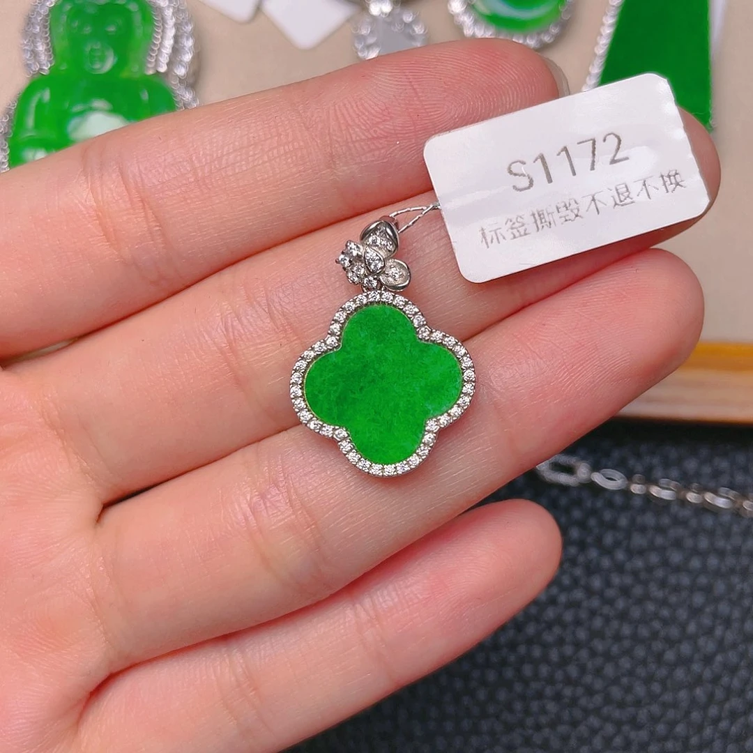 【闪购商品】翡翠银S925镶嵌吊坠(不含链)