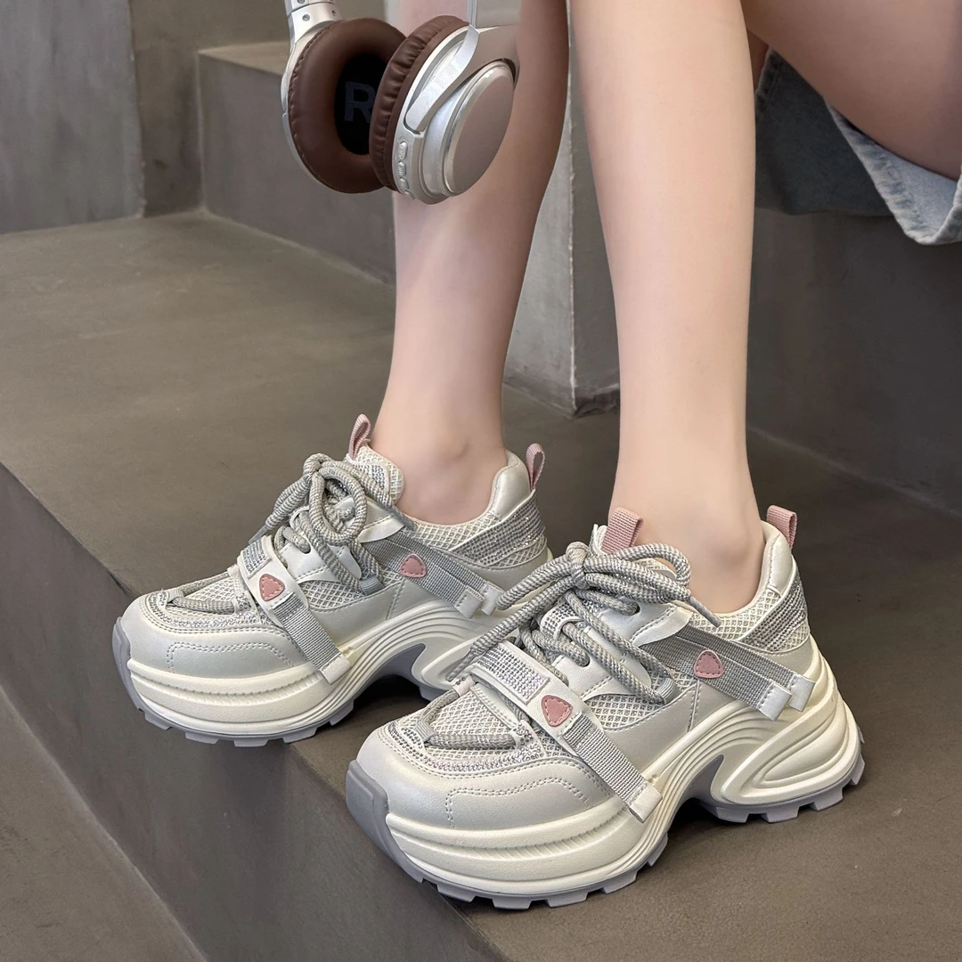 厚底老爹鞋女春秋新款网面透气轻便百搭舒适休闲运动鞋/dfd72173