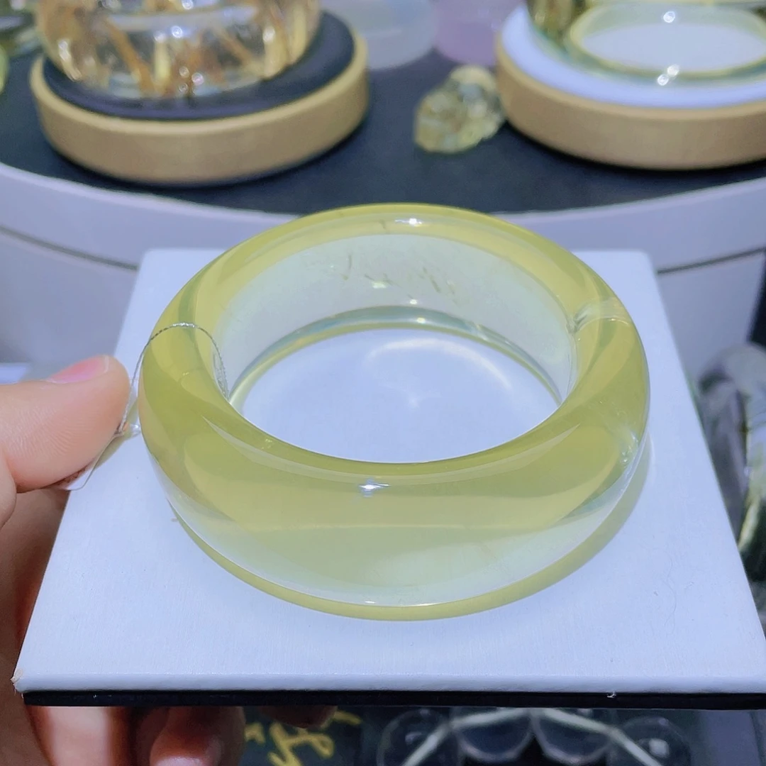 水晶手镯未镶嵌天然黄水晶爆闪手镯52.8