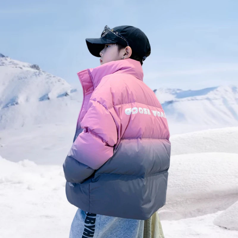 男童羽绒服冬装2024新款冬季棉服渐变外套加厚炸街上衣童