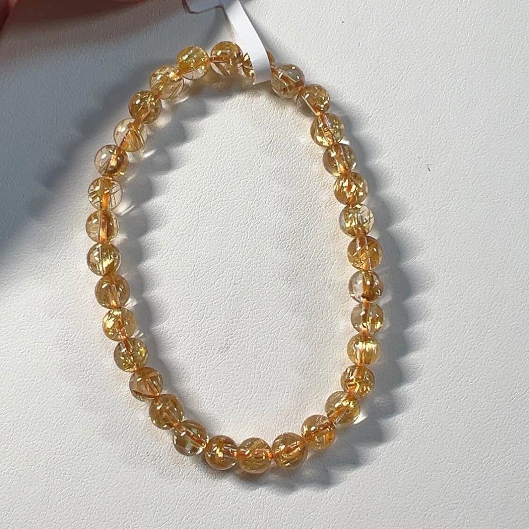 发晶手串未镶嵌天然巴西钛晶透体单圈手串