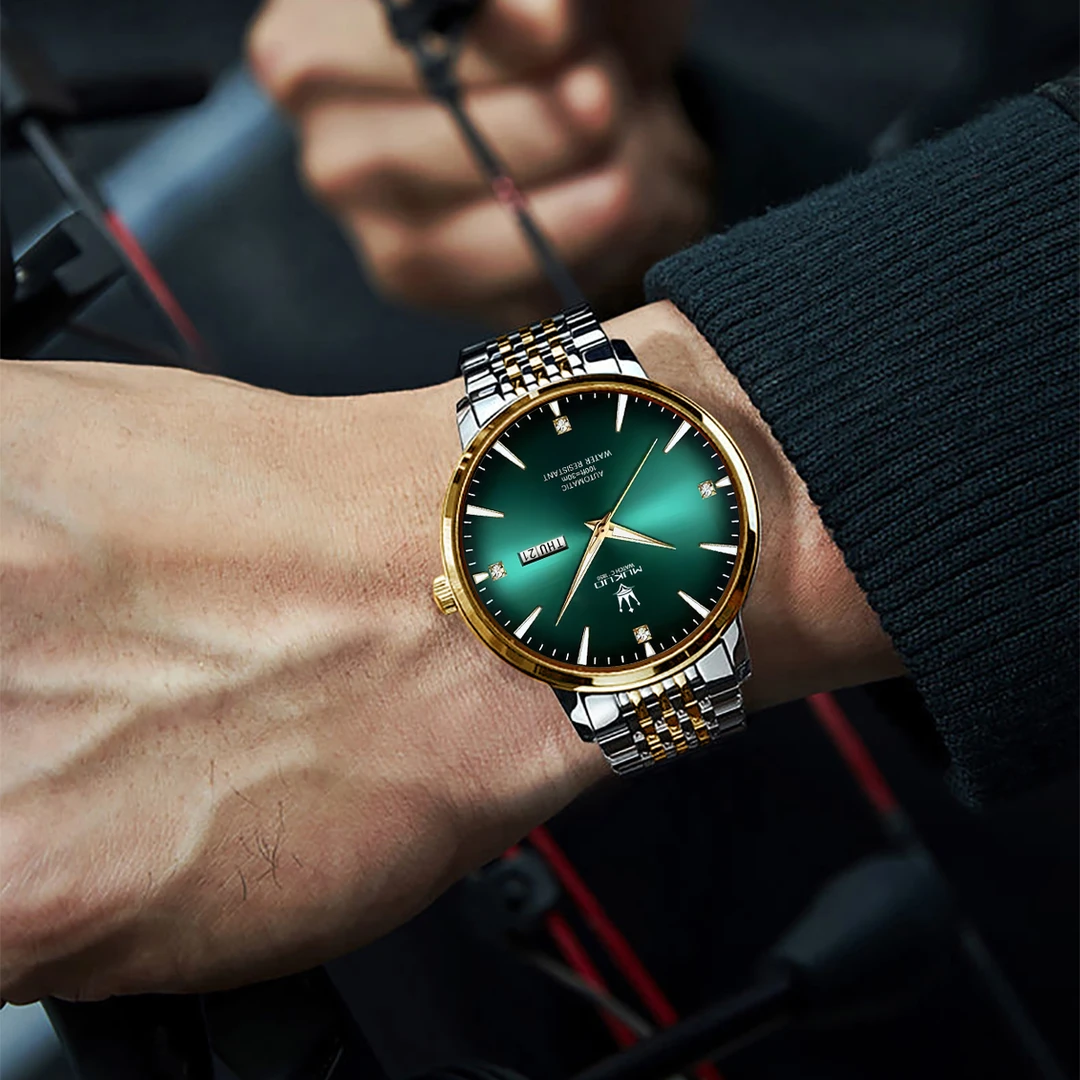 【正品直发】碧羽金韵系列男士商务气质潮流超薄防水夜光腕表a