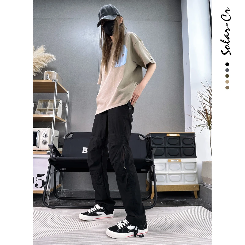 男士工装裤户外运动直筒百搭休闲裤多口袋宽松舒适防泼水男装裤子