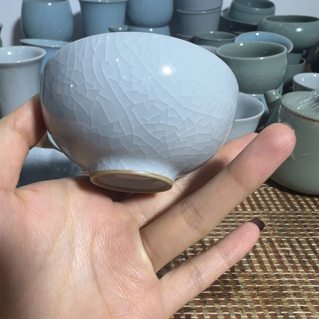 原矿月白鸡心杯瑕