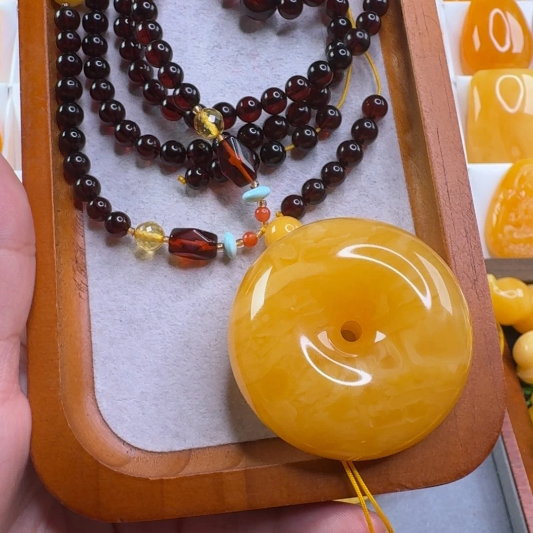 蜜蜡毛衣链未镶嵌浅**吟