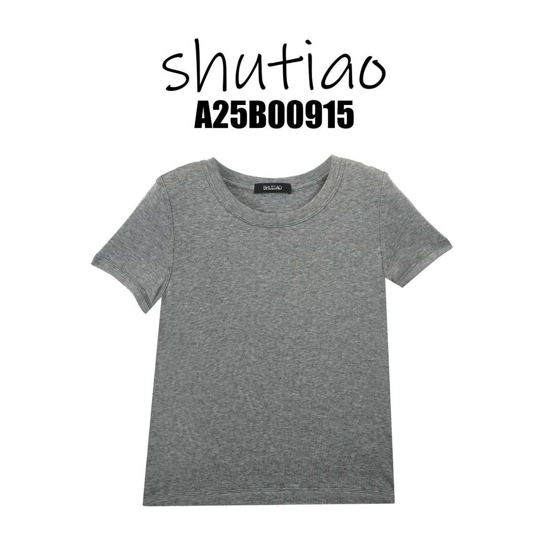 【SHUTIAO】2025夏季：新款小众设计款T恤A25B00915