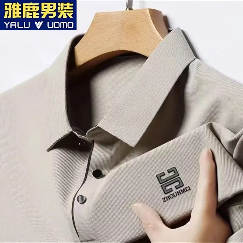 雅鹿男装夏季短袖T恤男士正品时尚印花翻领上衣宽松休闲薄款衣服