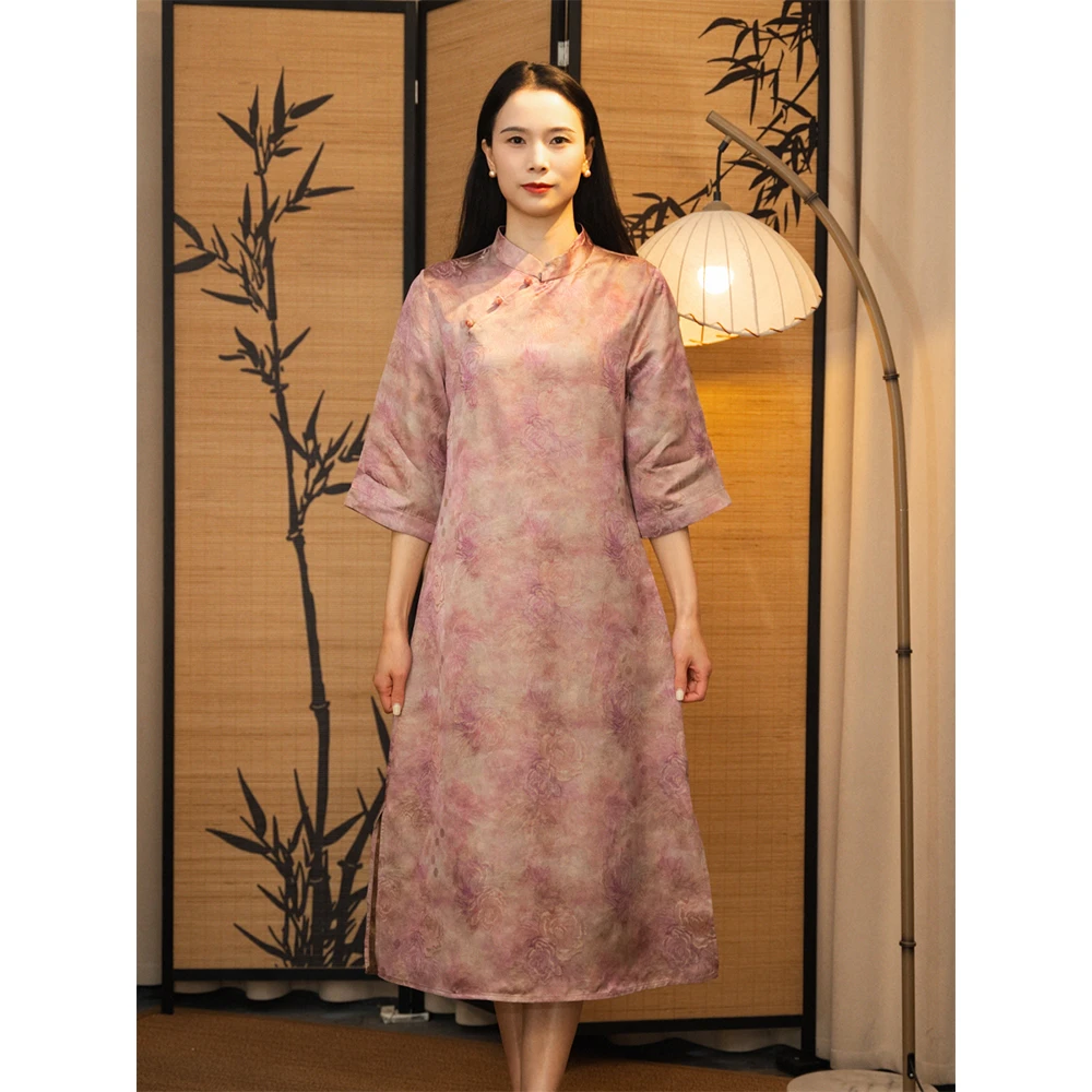 莨丝阁【璀璨】新中式国风夏季立领女装连衣裙