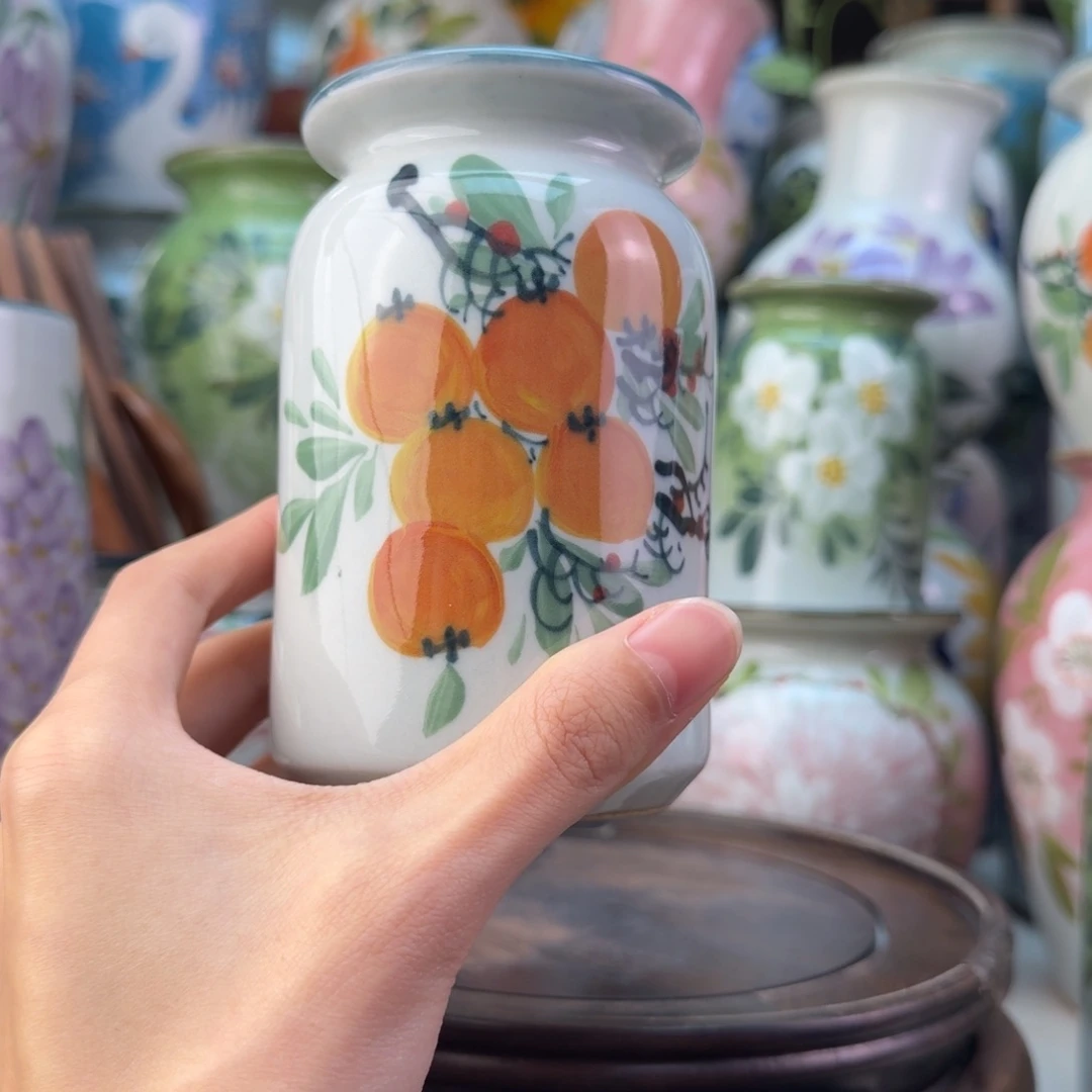 景德镇陶瓷手绘花瓶无孔